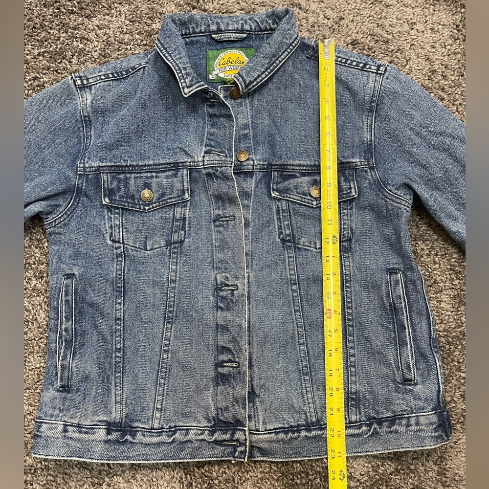 Cabela’s cotton blue denim jean long sleeve button down jacket coat size M - Picture 15 of 17